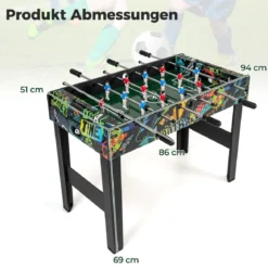 2 in 1 Mini Kickertisch mit abnehmbaren Beinen für Tischplatte Fußballtisch mit 2 Bällen Schwarz