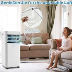 4 in 1 mobile Klimaanlage 9000 BTU Kühlen&Ventilieren&Entfeuchten Klimagerät mit Weißem Deckel 16℃-32℃