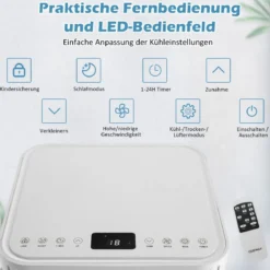 4 in 1 mobile Klimaanlage 9000 BTU Kühlen&Ventilieren&Entfeuchten Klimagerät mit Weißem Deckel 16℃-32℃