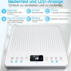 4 in 1 mobile Klimaanlage Kühlen&Ventilieren&Entfeuchten Klimagerät mit Abluftschlauch 7000BTU Weiß