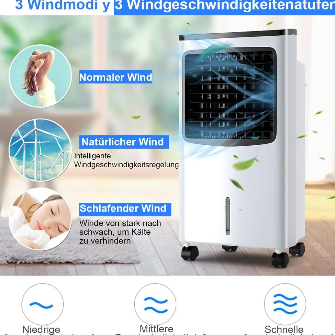 3 in 1 Mobiler Ventilator Luftkühler 75W / 8L Tank / 7,5H Timer / Fernbedienung