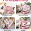 4 in 1 Mobiles Babybett mit Moskitonetz & Matratze & 6 Verstellbaren Höhen Rosa