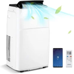 4 in 1 Mobiles Klimagerät mit Heizfunktion Tragbare Klimaanlage mit Fernbedienung 24H-Timer WIFI 12000BTU