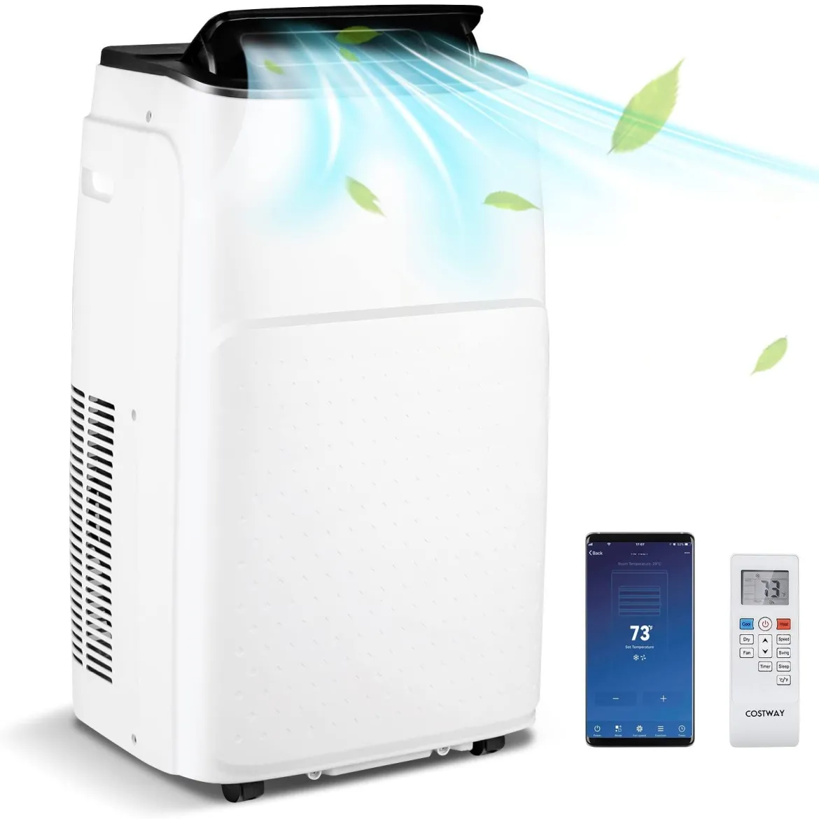 4 in 1 Mobiles Klimagerät mit Heizfunktion Tragbare Klimaanlage mit Fernbedienung 24H-Timer WIFI 12000BTU