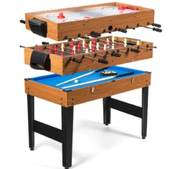 3 in 1 Multifunktionaler Spieltisch Tischkicker mit Tischfußball & Billard & Airhockey Kickertsich