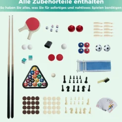 10-in-1 Multifunktionale Spieltische Combo Spieltisch mit Tischfußball Airhockey Billard Braun