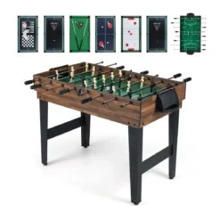 10-in-1 Multifunktionale Spieltische Combo Spieltisch mit Tischfußball Airhockey Billard Braun