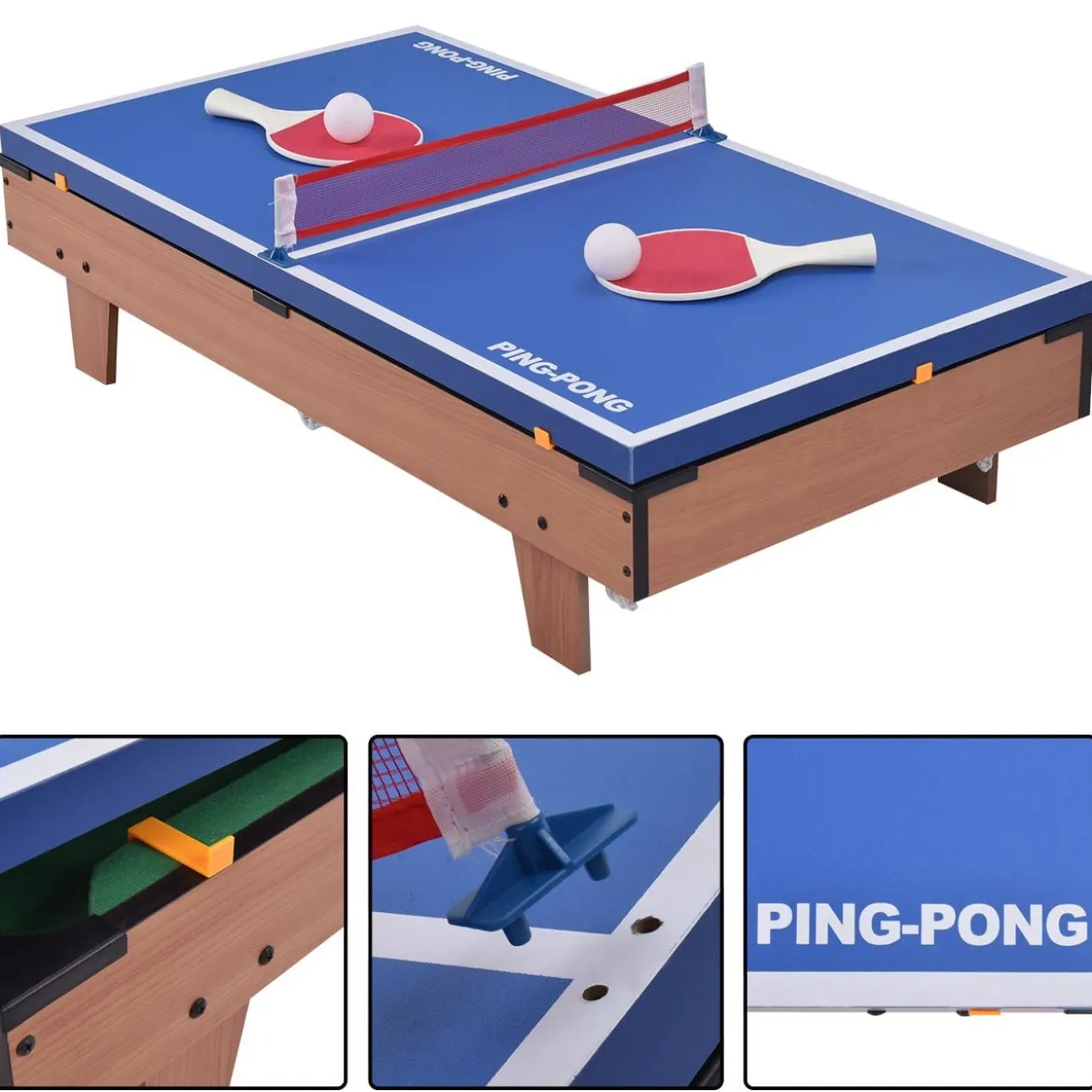4 in 1 Multifunktionsspieltisch Multispieltisch Multigame Tischfußball Billard Tischtennis Hockey
