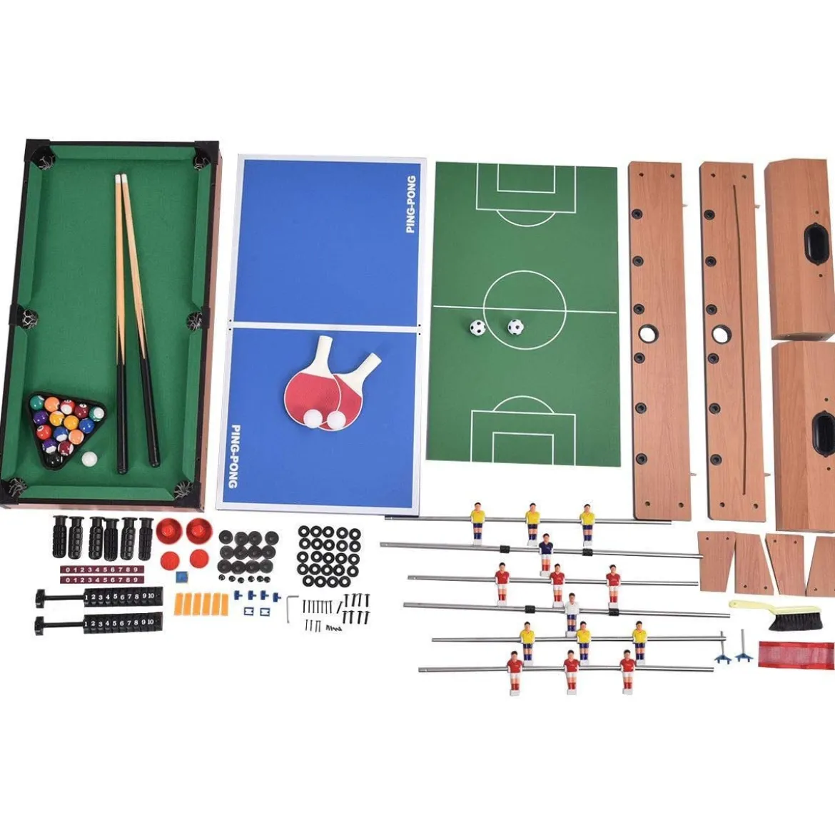 4 in 1 Multifunktionsspieltisch Multispieltisch Multigame Tischfußball Billard Tischtennis Hockey