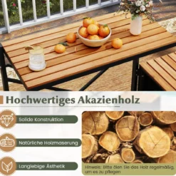 2-in-1 Outdoor Klappbank wandelbarer Picknicktisch & Gartenbank mit Metallrahmen Schwarz
