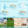3-in-1 Picknicktisch für den Außenbereich Wasser & Sandtisch mit Spielboxen & Schirm Blau und Weiß