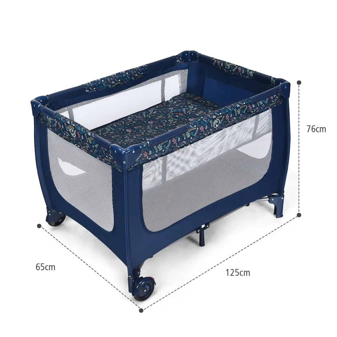 2 in 1 Reisebett & Laufstall Klappbar Kinderbett 125 x 65 x 76 cm Blau