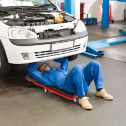 2 in 1 Rollbrett Werkstatt Montagerollbrett mit 6 Rollen & gepolstertem Sitz bis 150 kg Belastbar Schwarz