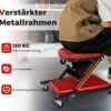 2 in 1 Rollbrett Werkstatt Montagerollbrett mit 6 Rollen & Gepolstertem Sitz bis 150 kg Belastbar Rot