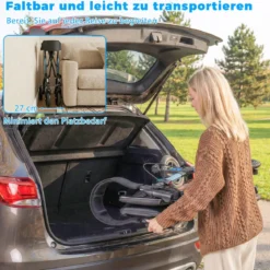 2 in 1 Rollstuhl & Reiserollator mit Sitz bis 136 kg Faltbarer Rollator Aluminium Gehhilfe Blau