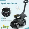 3-in-1 Rutschauto mit Schiebestange Rutschfahrzeug mit Abnehmbarem Griff Rutscher Auto Schwarz