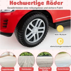 3-in-1 Rutschauto mit Schiebestange Rutschfahrzeug mit Abnehmbarem Griff Rutscher Auto Rot