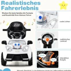 3-in-1 Rutschauto mit Schiebestange Rutschfahrzeug Schiebauto mit Stauraum Rutscher Auto Weiß