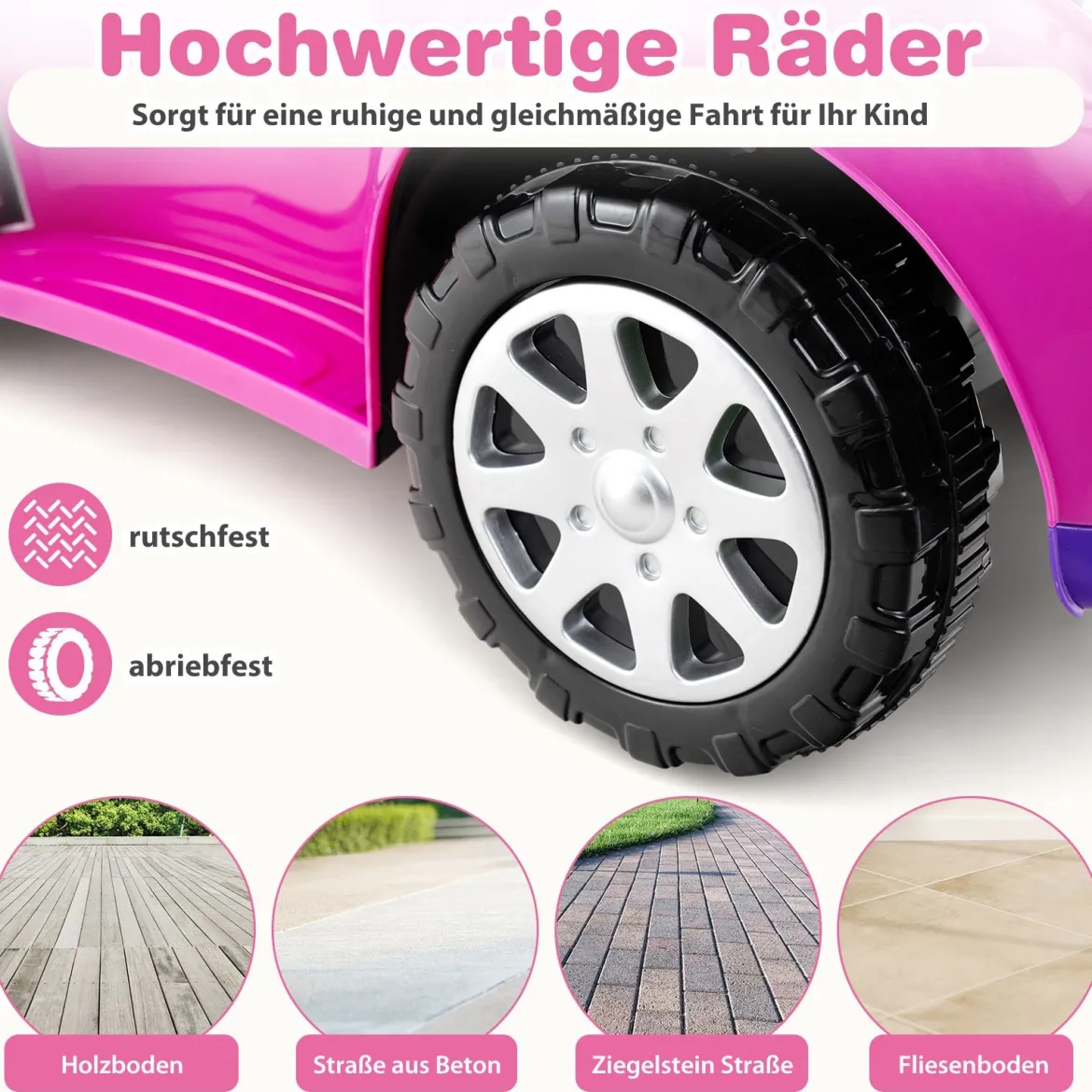 3-in-1 Rutschauto mit Schiebestange Rutschfahrzeug Schiebauto mit Stauraum Rutscher Auto Rosa