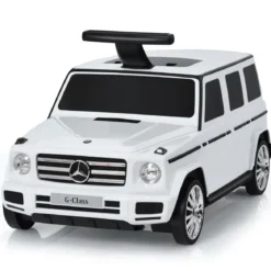 2 in 1 Rutschauto und Kinderkoffer mit klappbarem Griff 60 x 31 x 26 cm Weiß