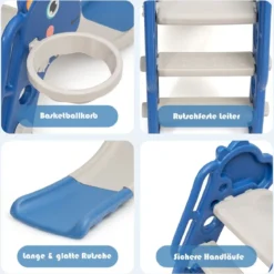 3 in 1 Rutsche für Kinder Set mit extra langer Rutsche 132 x 61 x 67 cm Blau