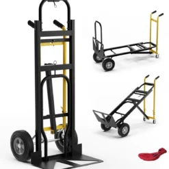 3 in 1 Sackkarre mit 4 Gummireifen & Bindeseil Handwagen Transportkarre bis zu 360KG / 450KG Belastbar