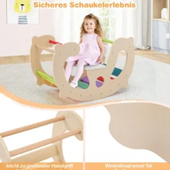 2 in 1 Schaukelpferdbogen für Kinder mit Wippe & Kletterbogen & Bequemer Rückenlehne & Sitz