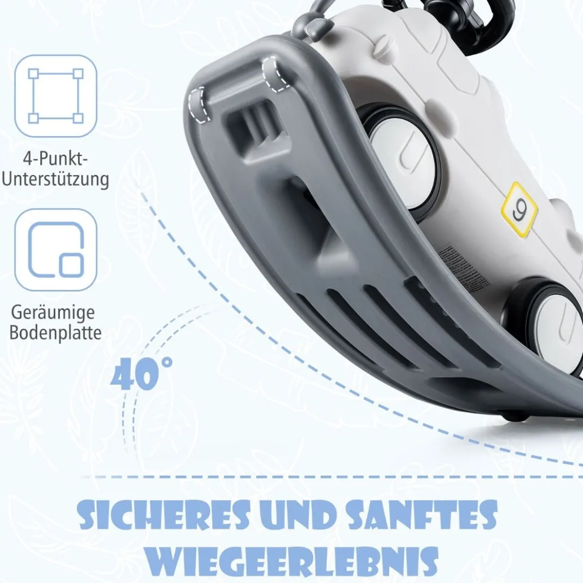 3 in 1 Schaukelpferd Schaukeltier & Rutschauto mit Abnehmbarem Balance Board Weiß Flugzeug