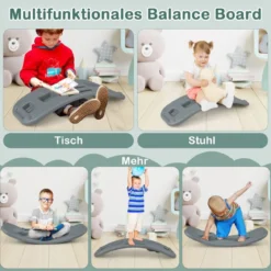 3 in 1 Schaukelpferd Schaukeltier & Rutschauto mit Abnehmbarem Balance Board Grün Zug