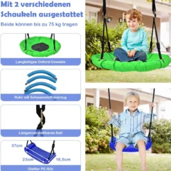 5 in 1 Schaukelset mit 2 Schaukeln Basketballkorb Kletternetz & Kletterleiter Kletter & Schaukelkombination Blau