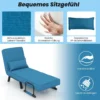 4 in 1 Schlafsessel Klappbar Schlafsofa mit 5 Stufig Verstellbarer Rückenlehne Blau