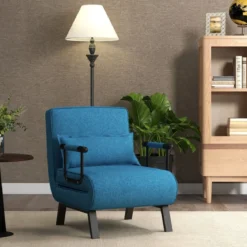 4 in 1 Schlafsessel Klappbar Schlafsofa mit 5 Stufig Verstellbarer Rückenlehne Blau
