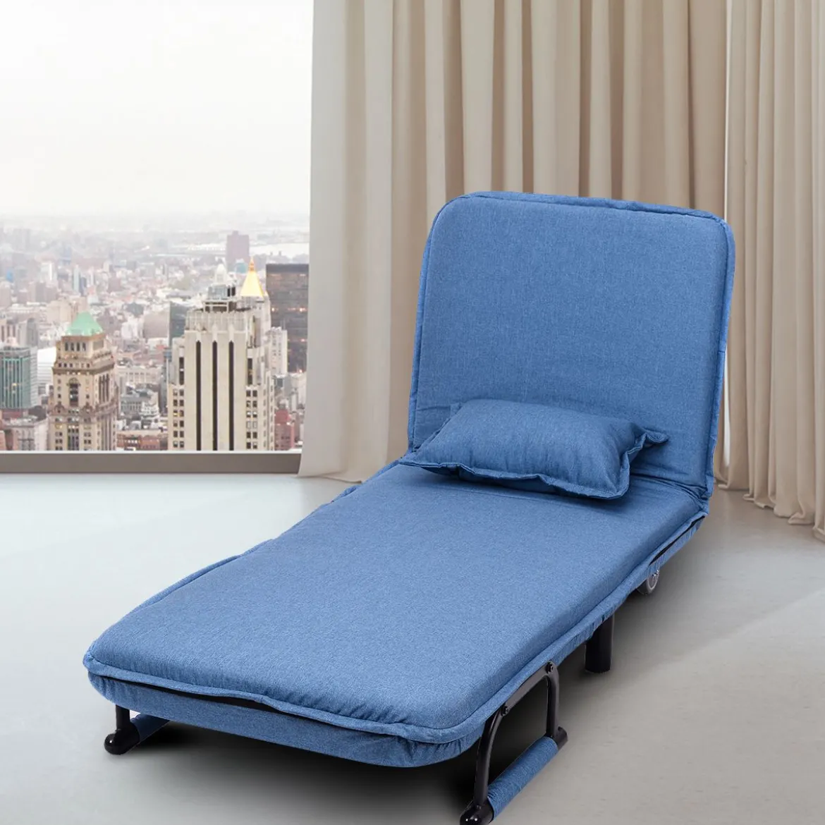 3 in 1 Schlafsessel Schlafsofa Klappbett Gästebett Klappsessel Blau