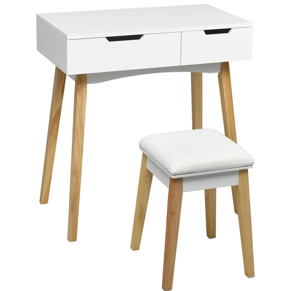 2 in 1 Schminktisch & Schreibtisch Frisiertisch Klappspiegel&Hocker Kosmetiktisch