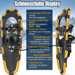 4-in-1 Schneeschuhe-Set Schneeschuhe mit Doppel-Ratschenbindungssystem 63cm Gold