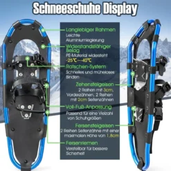 4-in-1 Schneeschuhe-Set Schneeschuhe mit Doppel-Ratschenbindungssystem 78 cm Navy Blau