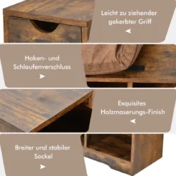 2 in 1 Schuhregal & Sitzbank mit Schublade & 3 Fächer & Sitzkissen Schuhbank Vintage