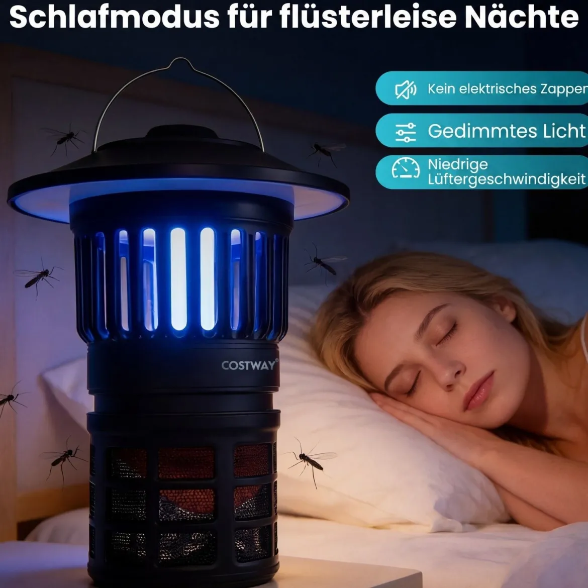 Insektenvernichter Elektrisch 2 in 1 Mückenlampe mit LED-Licht USB Wiederaufladbare Fliegenfalle