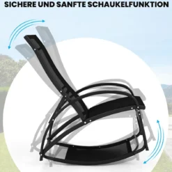 2 in 1 Sonnenliege wandelbarer Schaukelstuhl mit Rückenlehne und gebogenen Armlehnen Grau