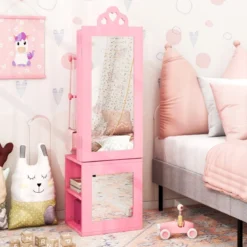3 in 1 Spiegelschrank mit Ganzkörperspiegel & Kleiderständer Kinder Schmuckschrank