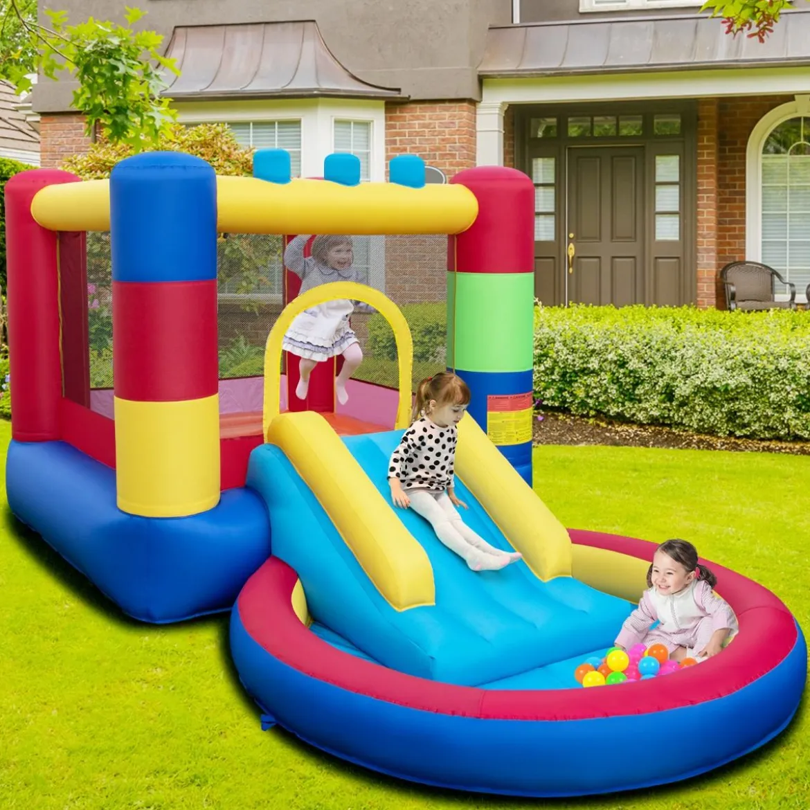 4-in-1-Spielparadies im Puzzle-Design mit 480-W-Gebläse 380 x 206 x 178 cm