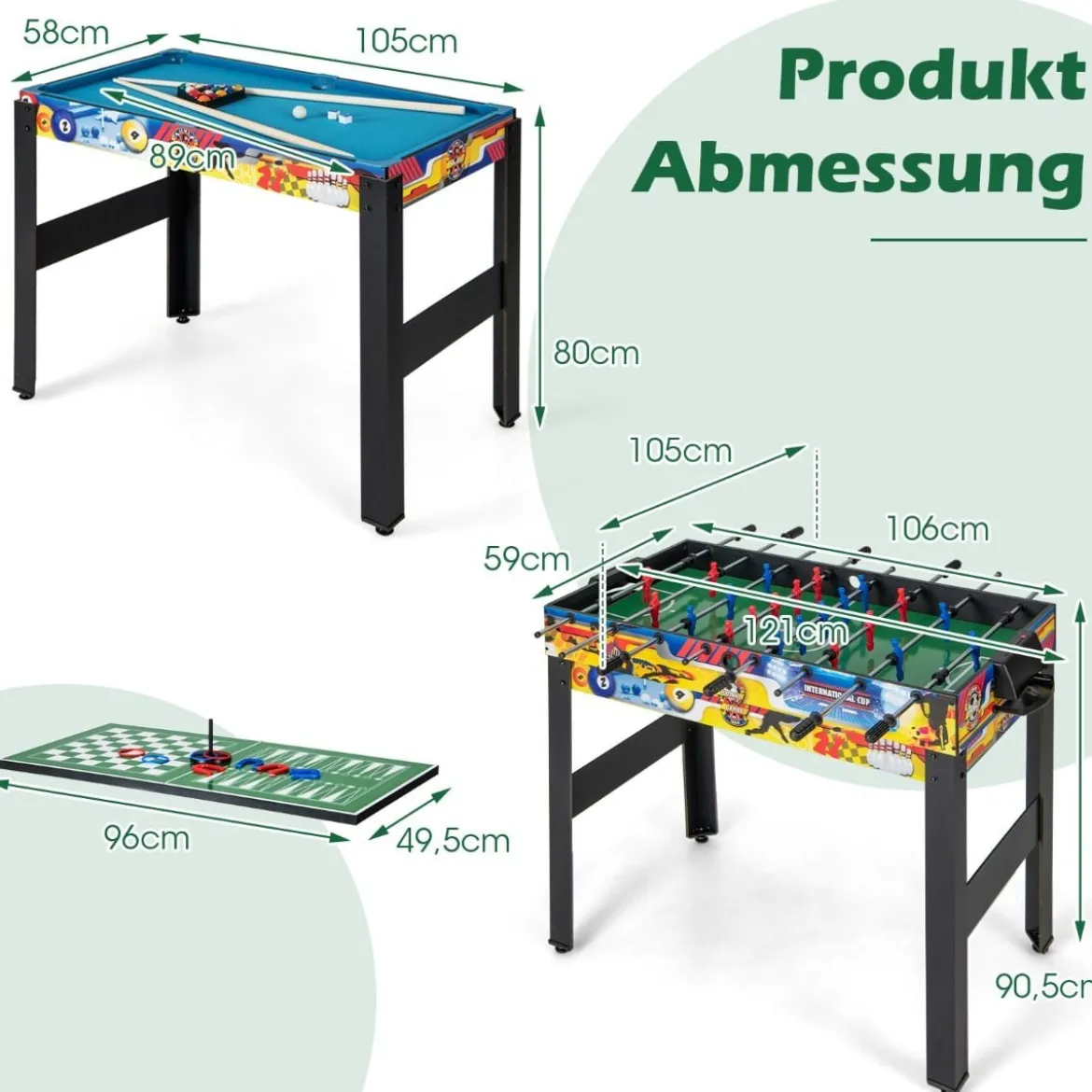 12 in 1 Spieltisch mit Tischfußball & Airhockey & Billard & Tischtennis & Schach & Bowling & Shuffleboard