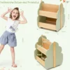 4 in 1 3tlg. Kindersitzgruppe aus Holz + Kinder Bücherregal aus Holz mit Universalrädern Set