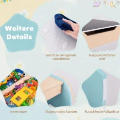 4 in 1 3tlg. Kindersitzgruppe aus Holz mit Abnehmbarer Tafel & Stauraum