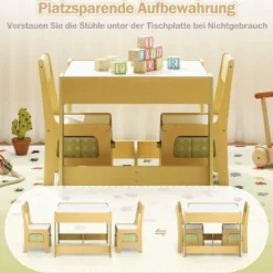 3 in 1 3 TLG. Kindersitzgruppe Kindermöbel Kindersitzgarnitur Kindertisch mit 2 Stühlen aus Holz Maltisch