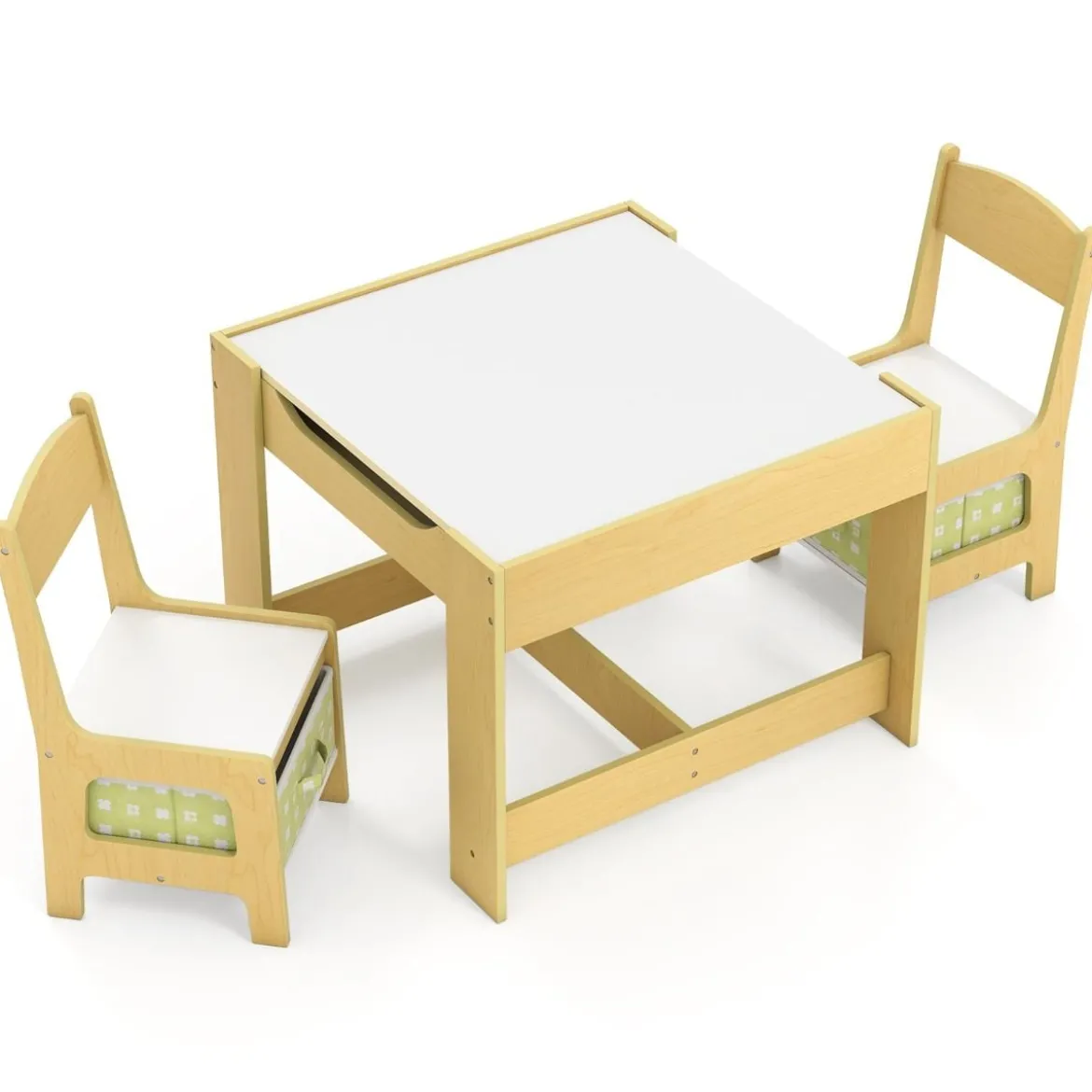 3 in 1 3 TLG. Kindersitzgruppe Kindermöbel Kindersitzgarnitur Kindertisch mit 2 Stühlen aus Holz Maltisch
