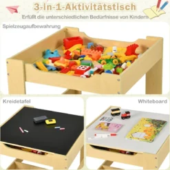3 in 1 3 TLG. Kindersitzgruppe Kindermöbel Kindersitzgarnitur Kindertisch mit 2 Stühlen aus Holz Maltisch