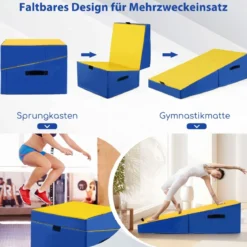 2 in 1 Turnmatte mit Tragegriff Schräge Gymnastikmatte Keilförmige Fitnessmatte