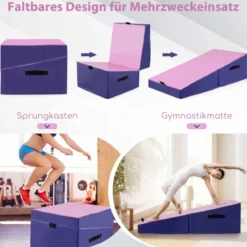 2 in 1 Turnmatte mit Tragegriff Schräge Gymnastikmatte Keilförmige Fitnessmatte