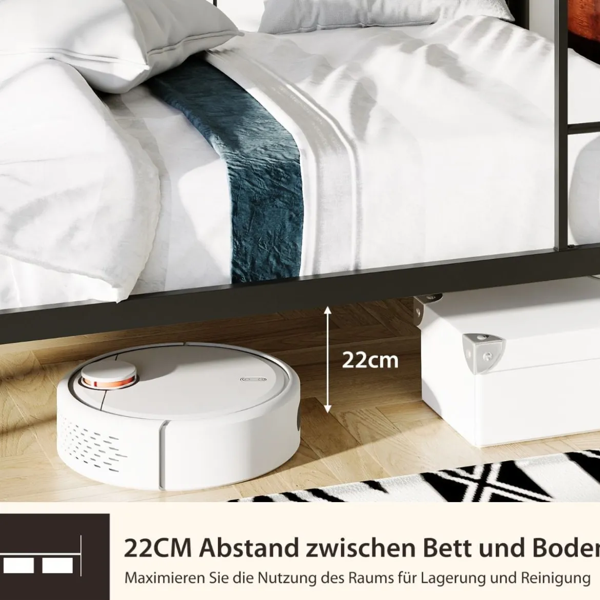 2-in-1 Umbaubares Doppelstockbett aus Metall mit Leiter & Kippschutz Etagenbett 190 x 90 cm